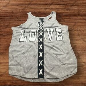 Love Gray Lace-Up Top